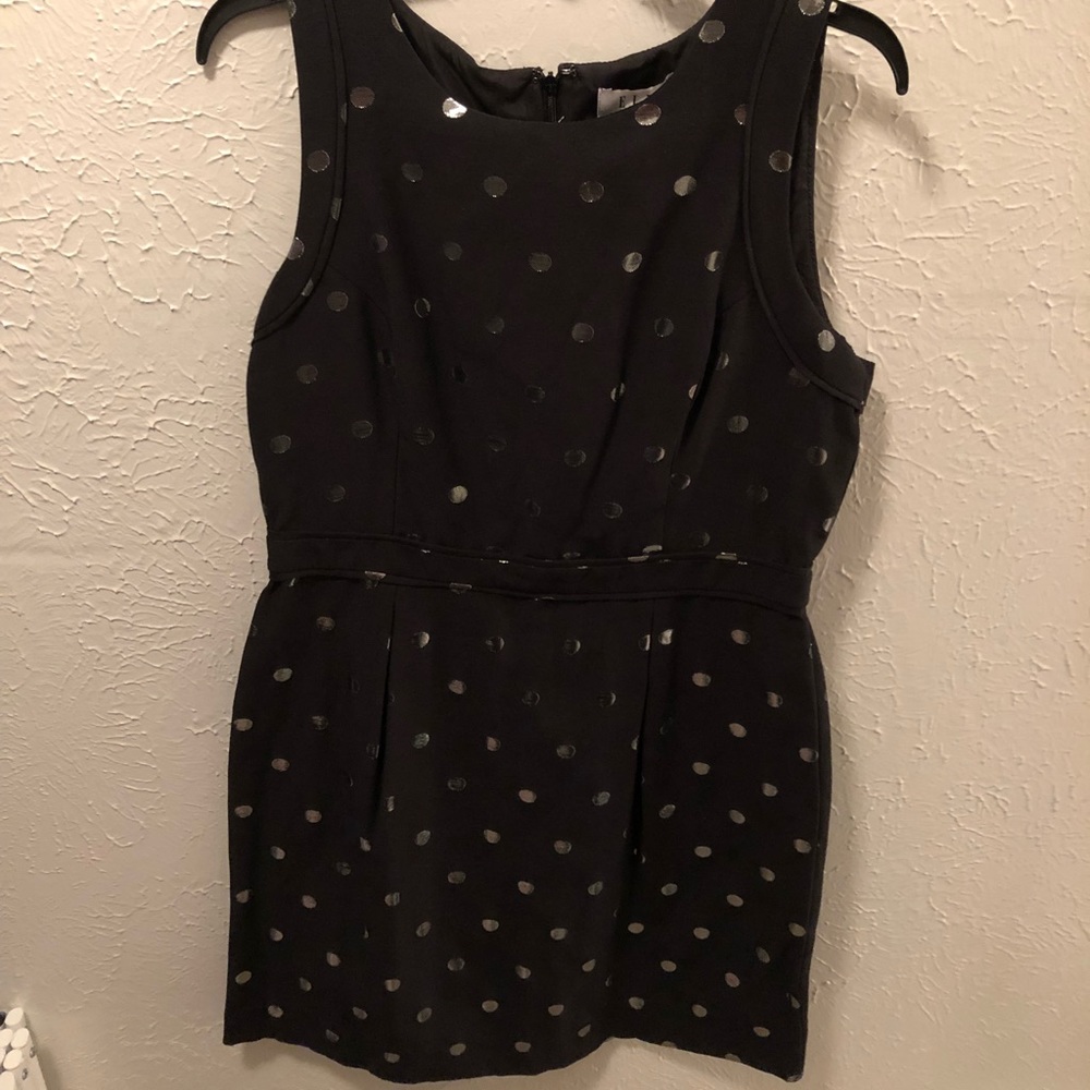 Black and silver polka dot dress